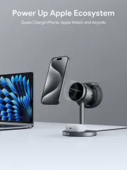 Док-станція Aukey LC-MC311A MagFusion 3 в 1 Pro Qi2 Active Cooling Wireless Charging Station Gray