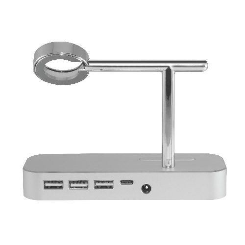 Док-станция COTEetCI Base Hub B18 MFI Stand 3 USB Hub, 1 type-c Silver для iPhone & Apple Watch