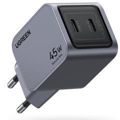 Швидка зарядка Ugreen X707 2xUSB-C 45W PD GaN Tech QC4.0 PD3.0 Space Gray