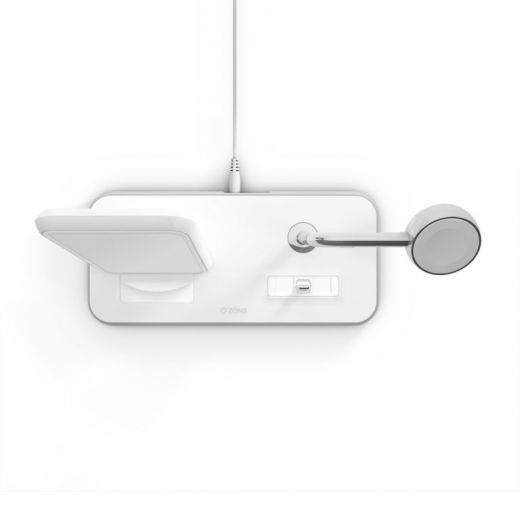Беспроводная зарядка Zens Stand + Dock + Watch Aluminium Wireless Charger 10W White (ZEDC07W/00)