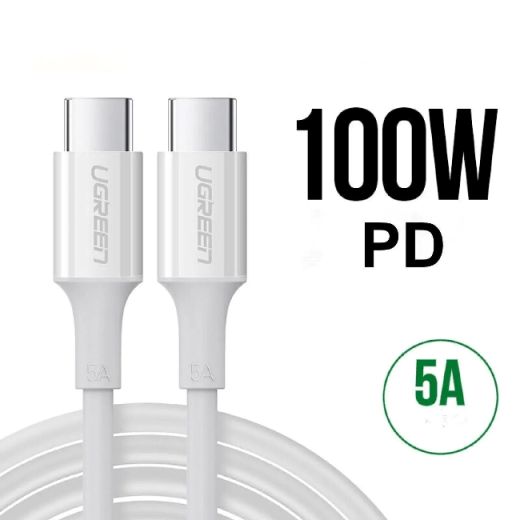 Кабель UGREEN US300 Type-C 2.0 Male to Type-C 2.0 Male 5A Date Cable 1m White (60551)