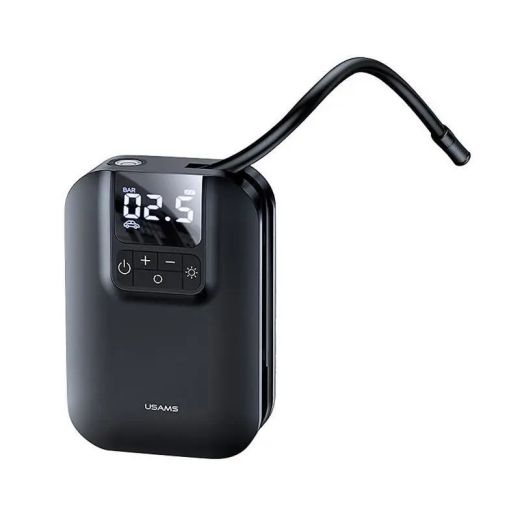 Автомобільний насос компресор + Power Bank (5000 mAh) Usams Mini Car Air Pump Black (CQBZB21501)