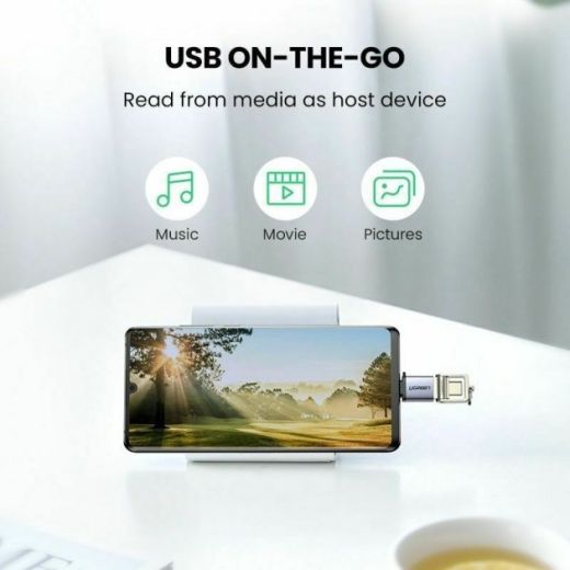 Адаптер с карабином Ugreen OTG Type-C to USB 3.0 Space Gray (US270)