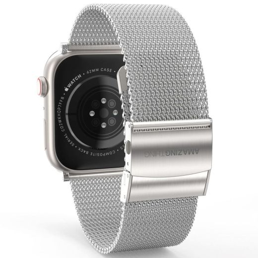 Ремешок AMAZINGthing Titan Metal Silver для Apple Watch 45mm | 44mm | 42mm (ATS7TM45SV)