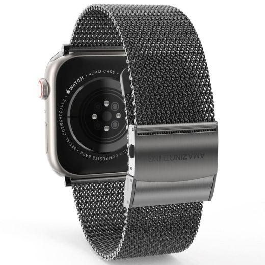Ремінець AMAZINGthing Titan Metal Black для Apple Watch 45mm | 44mm | 42mm (ATS7TM45GB)