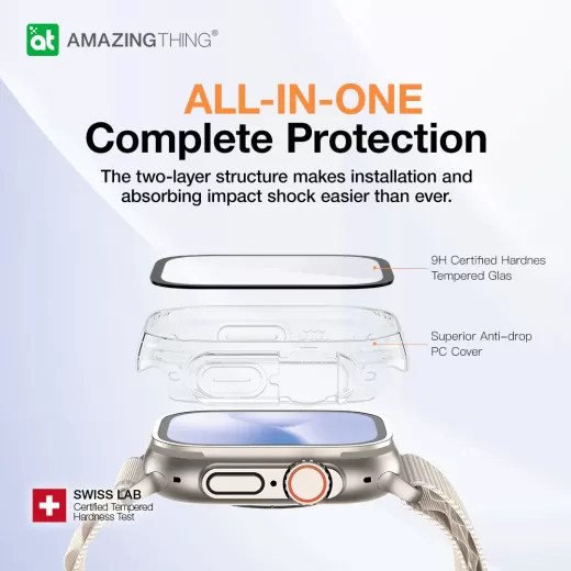 Защитное стекло с бампером AMAZINGthing Marsix Pro Clear для Apple Watch Ultra | Ultra 2 49мм