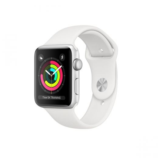 Apple Watch Series 3 38mm Silver Aluminium Case with White Sport Band (MTEY2)