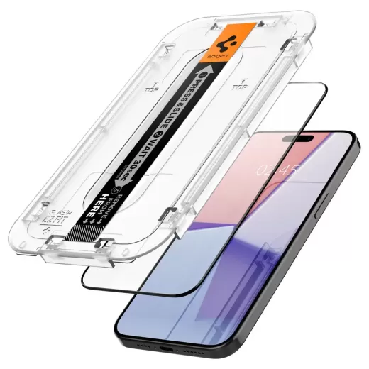 Защитное стекло Spigen EZ FIT GLAS.tR (2 шт.) Black для iPhone 15 Pro (AGL06893)