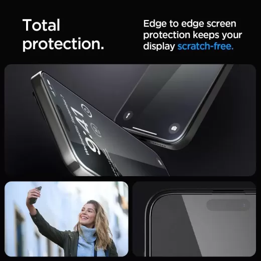 Захисне скло Spigen Screen Protector EZ FIT GLAS.tR Black (2 шт.) для iPhone 15 Pro Max (AGL06873)