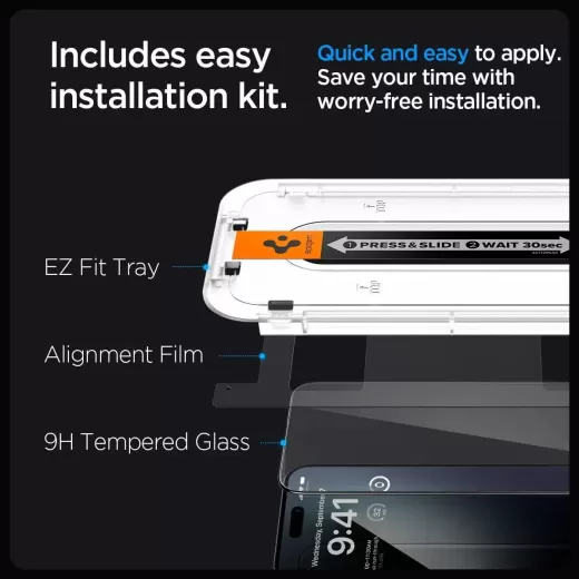 Захисне скло Spigen Screen Protector EZ FIT GLAS.tR Black (2 шт.) для iPhone 15 Pro Max (AGL06873)