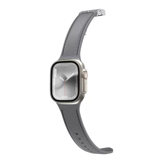 Силіконовий ремінець AMAZINGthing TITAN SWIFT Silicone Band with Leather Texture Grey для Apple Watch 49мм | 45мм | 44мм