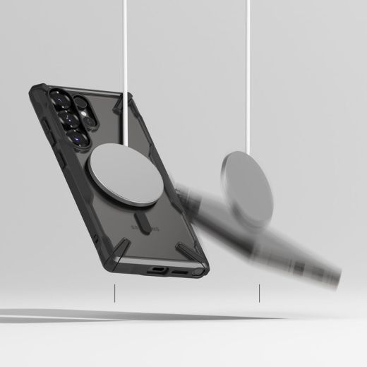 Протиударний прозорий чохол Ringke Fusion X Magnetic Magsafe Black для Samsung S25 Ultra