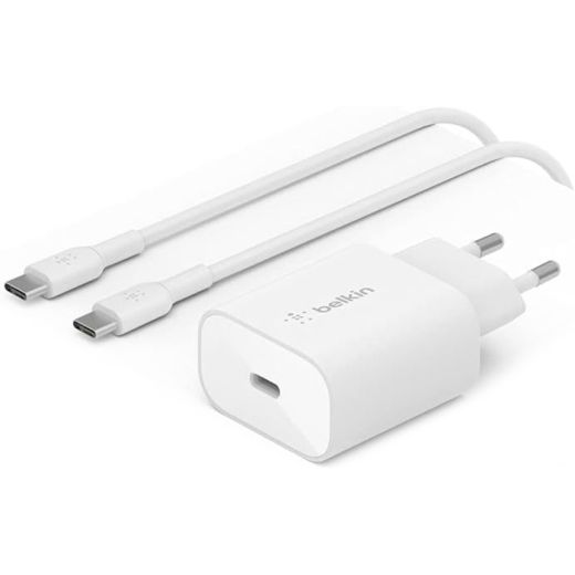 Зарядка Belkin BoostCharger 25W Type-C White with Type-C to Type-C (WCA004VF1MWH-B6)