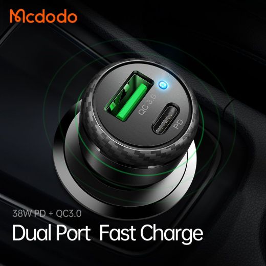 Зарядка в автомобиль McDodo LB Series USB + USB-C Black (CC-5970)