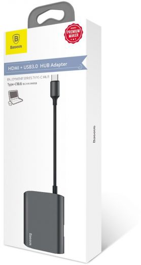 Адаптер Baseus Enjoyment series Type-C to HDMI+USB3.0 HUB Adapter Gray