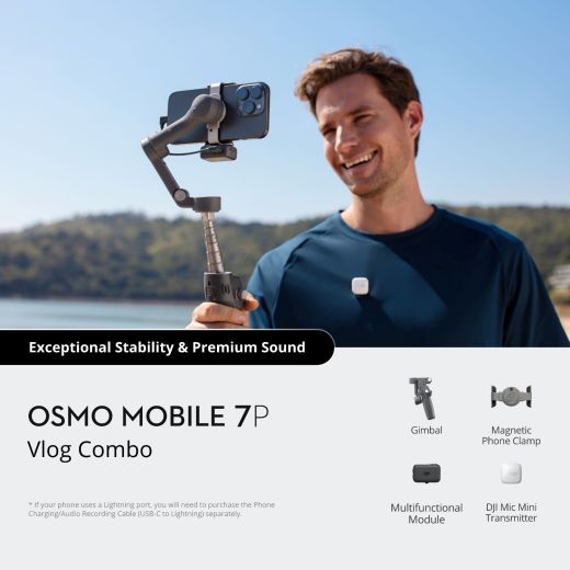 Стабілізатор DJI Osmo Mobile 7P Vlog Combo (DJI Mic Mini Transmitter Arctic White)