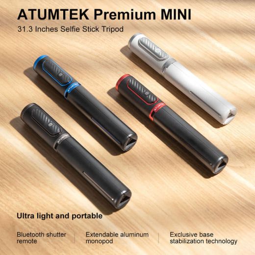 Палка для селфі на штативі Atumtek Premium Mini 80 см Phone Tripod Selfie Stick Blue