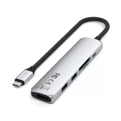 Адаптер Satechi 6 в 1 USB-C Slim Multiport Adapter Silver (ST-P6SS)