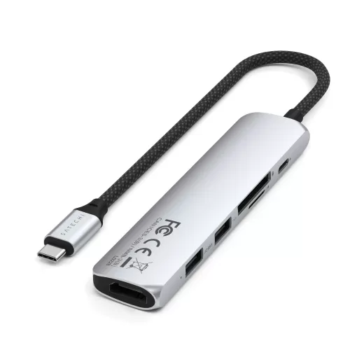 Адаптер Satechi 6 в 1 USB-C Slim Multiport Adapter Silver (ST-P6SS)