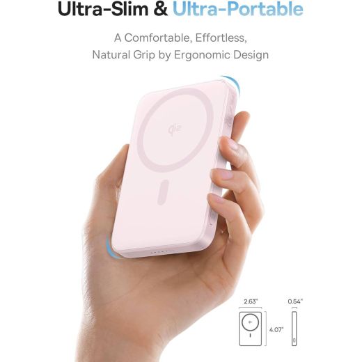 Повербанк Baseus PicoGo Ultra-Slim Qi2 Magnetic 15W Power Bank 5000mAh Pink