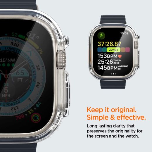 Захисний чохол Spigen Ultra Hybrid Designed Case Crystal Clear with Full Coverage Screen Protector для Apple Watch Ultra | Ultra 2 49mm (ACS05459)