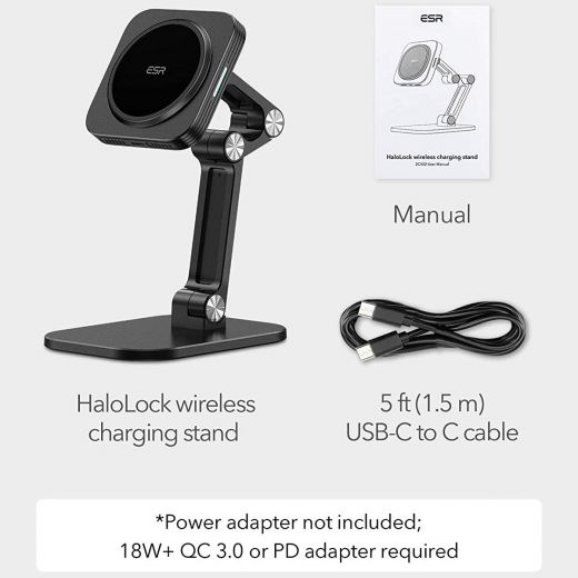 Бездротовий зарядний пристрій ESR Halolock Adjustable Magsafe Compatible Wireless Charging Stand для iPhone