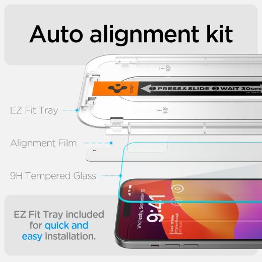Захисне скло Spigen Tempered Glass Screen Protector [GlasTR EZ FIT] Clear (2 шт.)  для iPhone 15 (AGL06903)