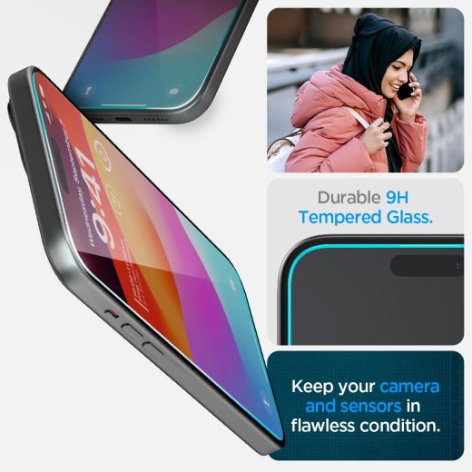 Защитное стекло Spigen Tempered Glass Screen Protector [GlasTR EZ FIT] Clear (2 шт.) для iPhone 15 (AGL06903)