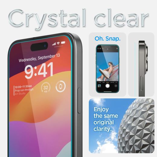 Захисне скло Spigen Tempered Glass Screen Protector [GlasTR EZ FIT] Clear (2 шт.)  для iPhone 15 (AGL06903)