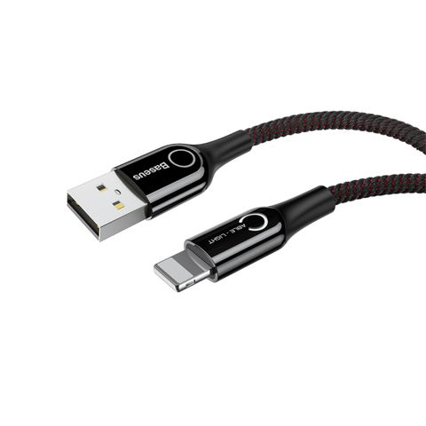 Кабель Baseus C-shaped Light Intelligent Power-off  USB-A - Lightning 3A/1m Black (CATCD-01)