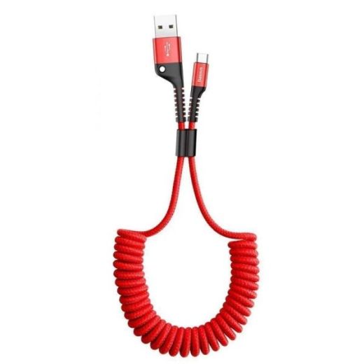 Кабель-пружина Baseus Fish Eye Spring Data USB-A - Type-C 2A/1m Red (CATSR-09)