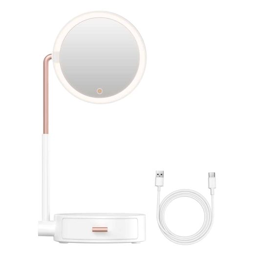 Дзеркало для макіяжу Baseus Smart Beauty Series Lighted Makeup Mirror with Storage Box White (DGZM-02)