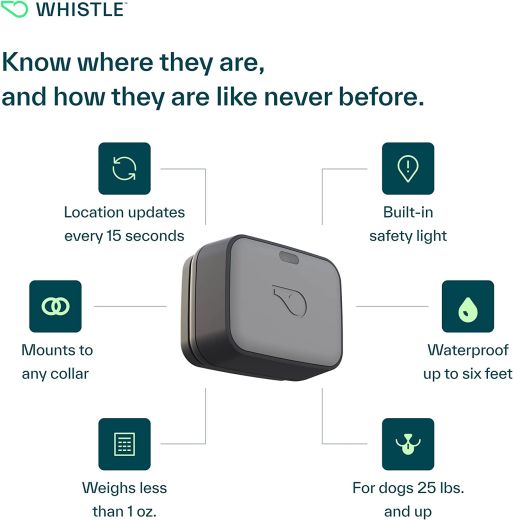 Трекер для собак Whistle Whistle Ultimate Dog GPS Tracker Plus Dog Health & Fitness Monitor Grey