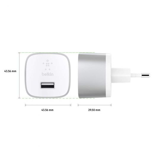 Мережевий зарядний пристрій Belkin Home Quick Charger 18W USB 3.0A, USB-C, 1.2m, Silver (F7U034VF04-SLV)