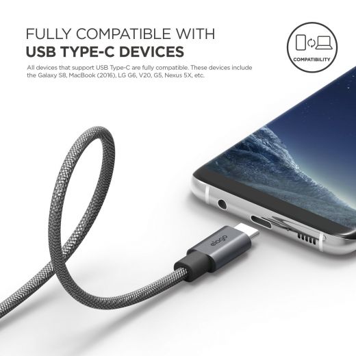 Кабель Elago USB-C to USB-A Dark Grey