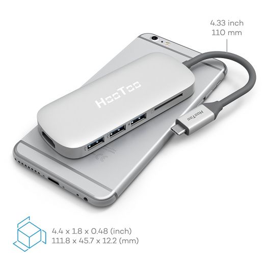 Адаптер HooToo Shuttle USB-C Hub Silver для Mac