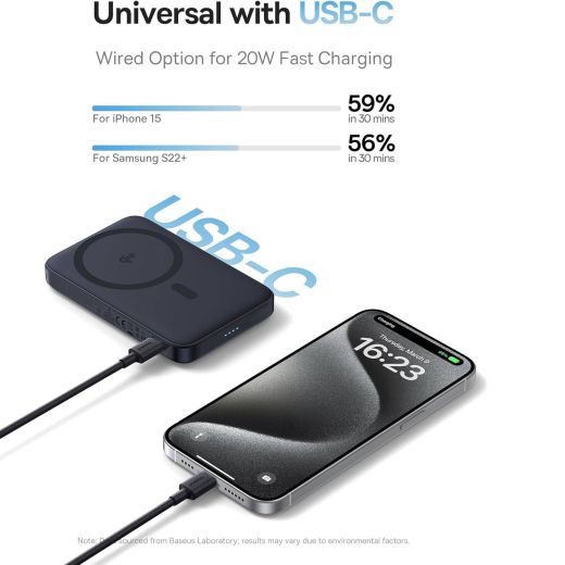 Повербанк Baseus PicoGo Ultra-Slim Qi2 Magnetic 15W Power Bank 5000mAh Black