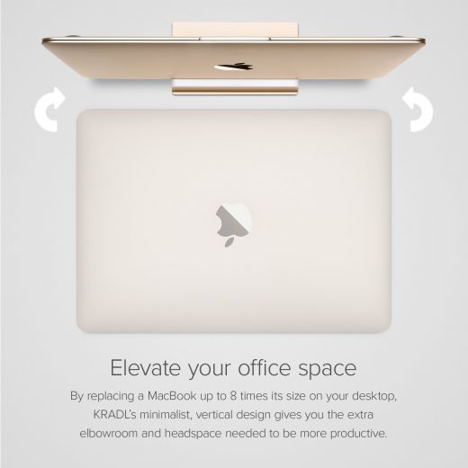 Подставка UPPERCASE KRADL Small Profile Space Saving Aluminum Vertical Stand Space Gray для MacBook