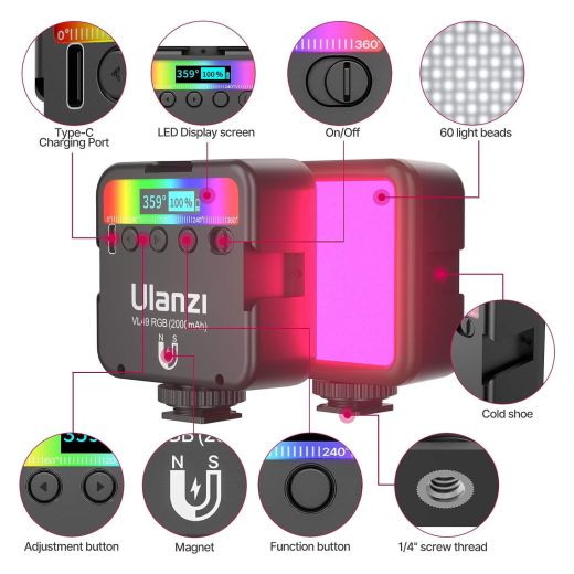 Свет для телефона Ulanzi VL49 RGB Video Lights Black