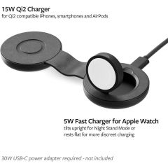 Беспроводная зарядка Twelve South ButterFly SE 2 в 1 Qi2 Charger Black