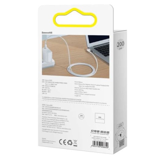 Угловой кабель Baseus Zinc Magnetic Series L-Shaped USB-C to MagSafe 1 2m White (CATXC-W02)