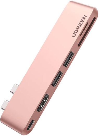 Адаптер Ugreen 6-в-2 USB-C Hub for MacBook Pro Rose (80856)