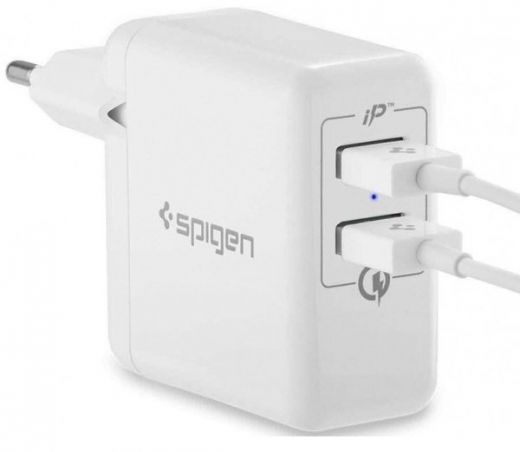 Зарядний пристрій Spigen Essential F207 Quick Charge 3.0 Wall Charger White (000AD21390)