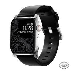 Шкіряний ремінець Nomad Modern Band Horween Leather Black / Silver Hardware (NM1A41SM00) для Apple Watch 49мм | 46мм | 45мм | 44мм
