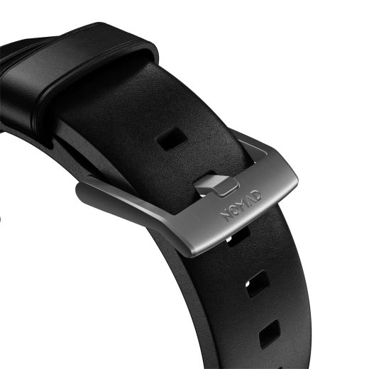 Шкіряний ремінець Nomad Modern Band Horween Leather Black / Silver Hardware для Apple Watch 49мм | 45мм | 44мм