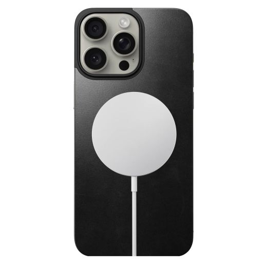 Кожаная магнитная накладка на заднюю панель Nomad Magnetic Leather Back Horween Leather Black для iPhone 15 Pro