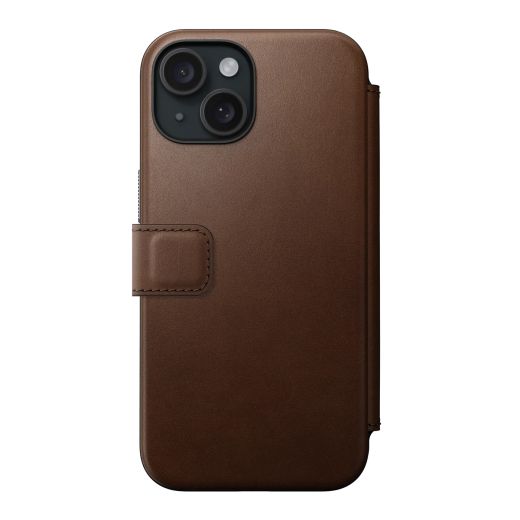Кожаный чехол-книжка Nomad Modern Leather Folio Brown для iPhone 15