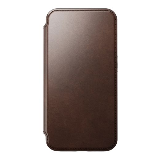 Кожаный чехол-книжка Nomad Modern Horween Leather Folio Case Rustic Brown для iPhone 15 Pro