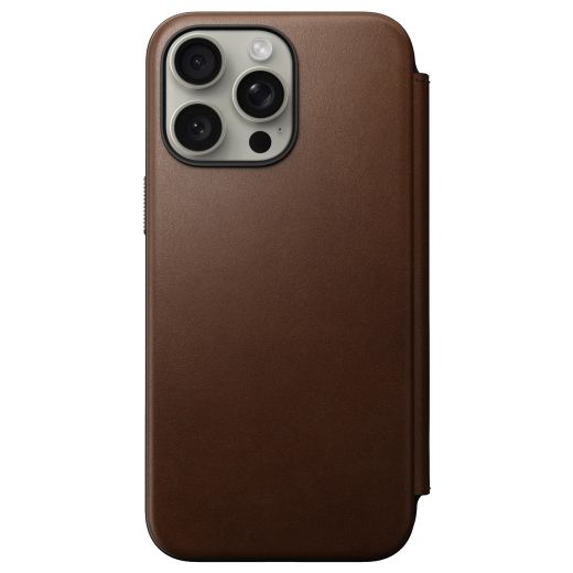 Кожаный чехол-книжка Nomad Modern Leather Folio Brown для iPhone 15 Pro Max