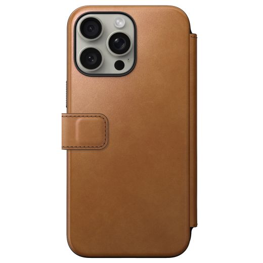 Кожаный чехол-книжка Nomad Modern Leather Folio Tan для iPhone 15 Pro Max